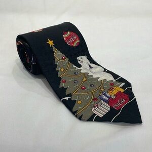Coca-Cola Christmas Polar Bear Holiday Event Winter Tie Whimsical Casual Festive